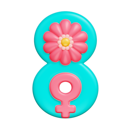 Eight with Flower  3D Icon