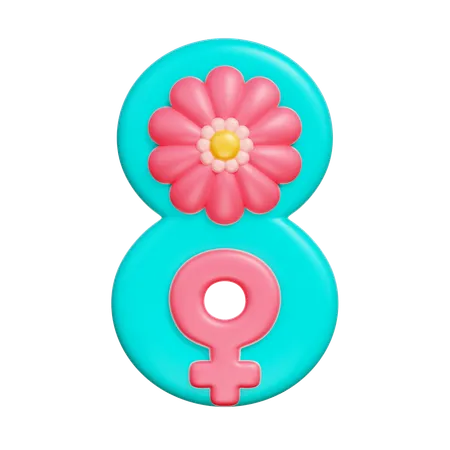 Eight with Flower  3D Icon