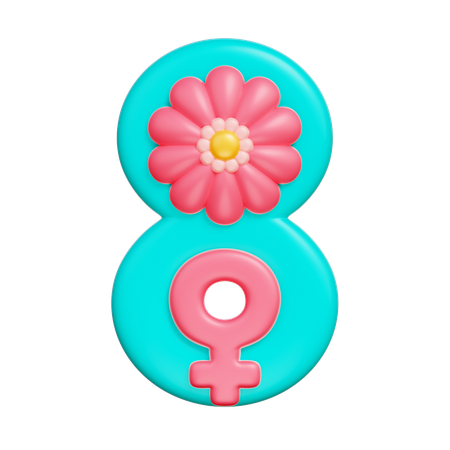 Eight with Flower  3D Icon