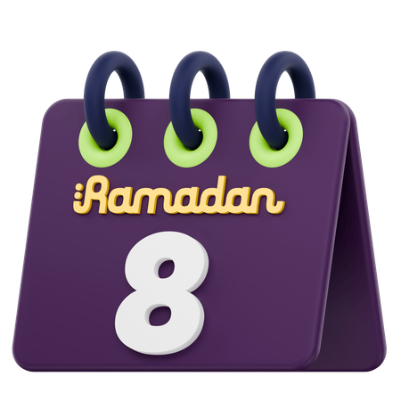 Eighth Day Of Ramadan Calendar Ramadan Celebration  3D Icon