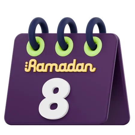 Eighth Day Of Ramadan Calendar Ramadan Celebration  3D Icon