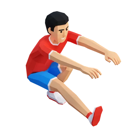 Einbeinige Kniebeugen Fitnessubung 3 D Sportler Mit Niedrigem Polygon Heimtraining 3D Illustration