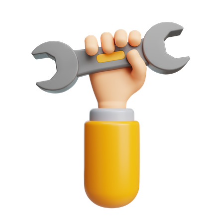 Einen Schraubenschlüssel halten  3D Icon