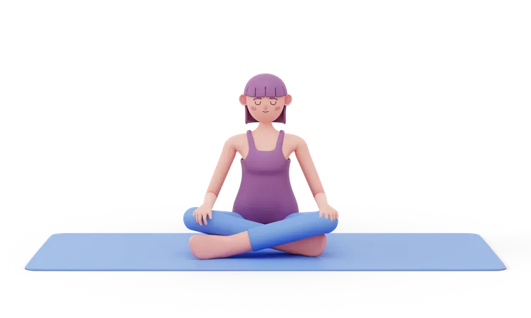 Einfache Yoga-Pose  3D Illustration