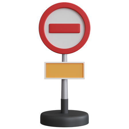 Kein Zutritt-Schild mit Stange  3D Icon