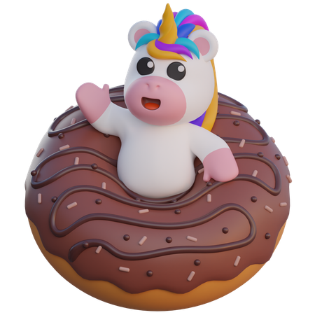 Einhorn und Riesendonuts  3D Illustration