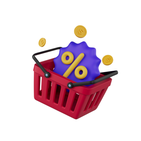 Einkaufskorb mit Münze  3D Icon
