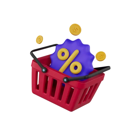 Einkaufskorb mit Münze  3D Icon