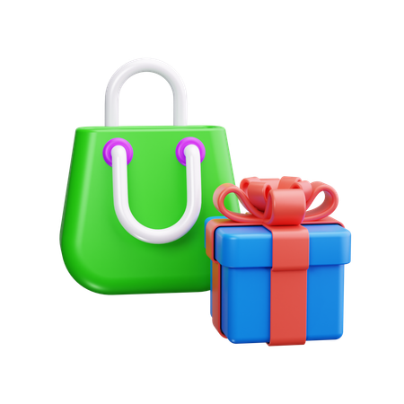 Einkaufstasche mit Geschenk  3D Icon