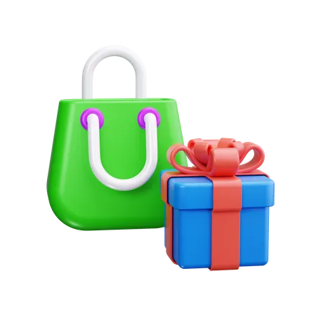 Einkaufstasche mit Geschenk  3D Icon