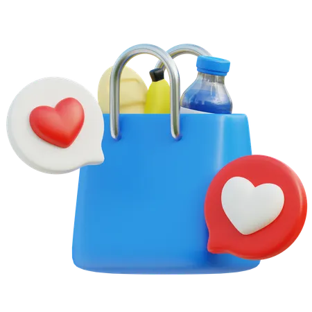 Einkaufstasche mit Liebe  3D Icon