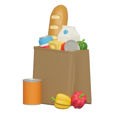 Einkaufstüten mit Lebensmitteln  3D Icon
