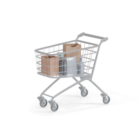 Einkaufswagen mit Artikeln  3D Illustration