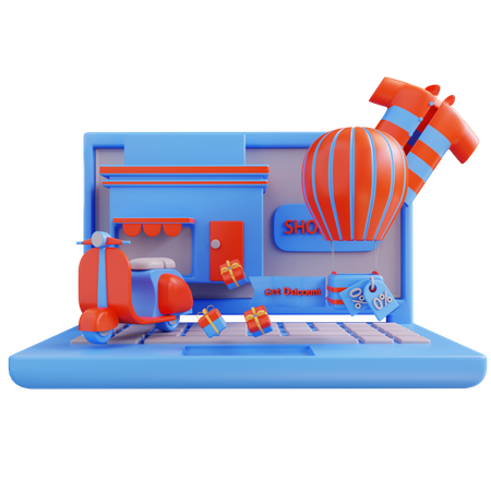 Einkaufswebsite  3D Illustration