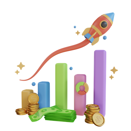 Diagramm zum Einkommenswachstum  3D Illustration