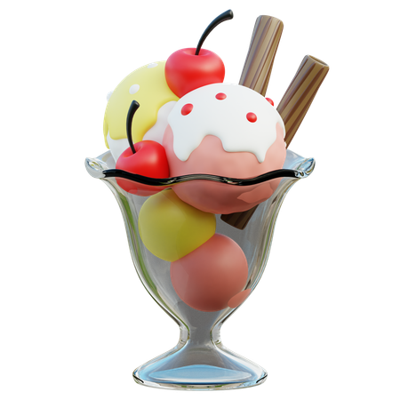 Eisbecher Erdbeere  3D Icon