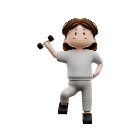 Ejercicios de entrenamiento de mujer con mancuernas  3D Icon