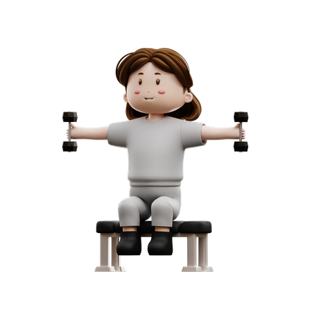 Ejercicios de entrenamiento de mujer con mancuernas  3D Icon