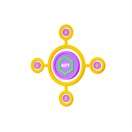 El asociado de Nft Coin se conecta con Ethereum Coin  3D Icon