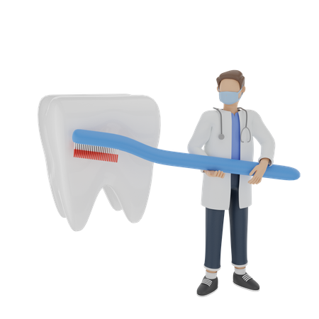 El concepto de dentista ejemplifica la forma correcta de cepillarse los dientes  3D Illustration