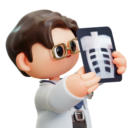 El doctor está revisando los rayos X  3D Illustration
