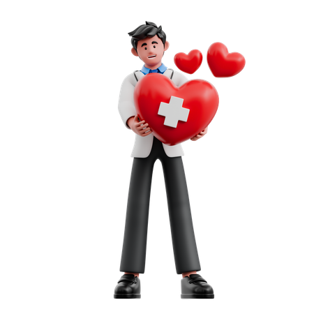 El doctor trajo el corazón  3D Illustration