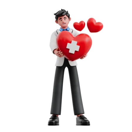 El doctor trajo el corazón  3D Illustration