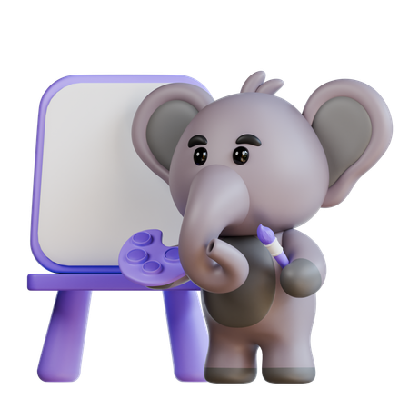 El elefante está pintando  3D Icon