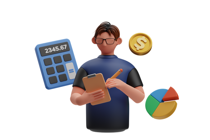 El empresario está viendo el informe de presupuesto  3D Icon