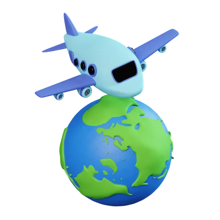 El globo debajo del avión  3D Icon