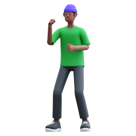 El hombre celebra el éxito.  3D Icon