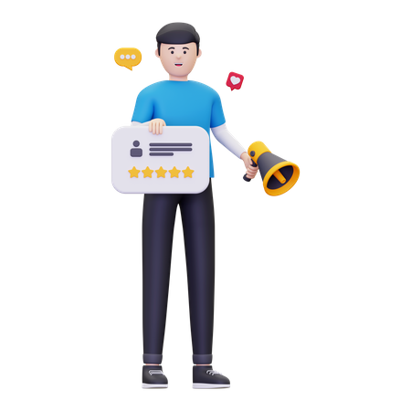 El hombre da comentarios de cinco estrellas  3D Icon