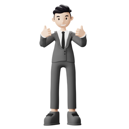 El hombre de negocios da el visto bueno  3D Icon