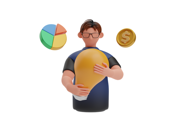 El hombre de negocios tiene una idea creativa  3D Icon
