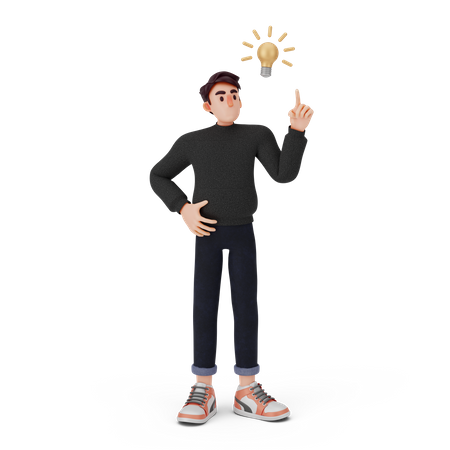 El hombre encuentra una idea creativa  3D Icon