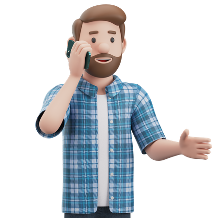 El hombre está hablando por teléfono  3D Illustration