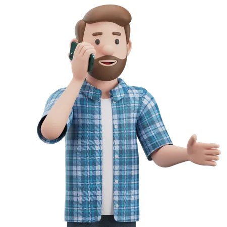 El hombre está hablando por teléfono  3D Illustration