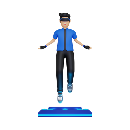 El hombre experimenta el mundo del Metaverso  3D Icon