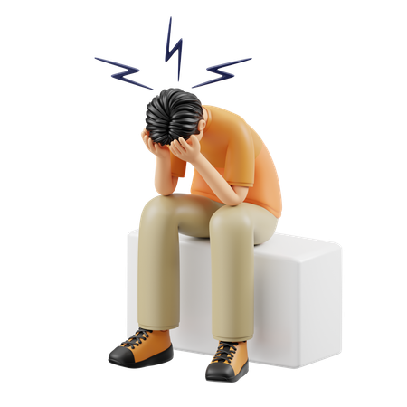 El hombre sufre de depresión.  3D Icon