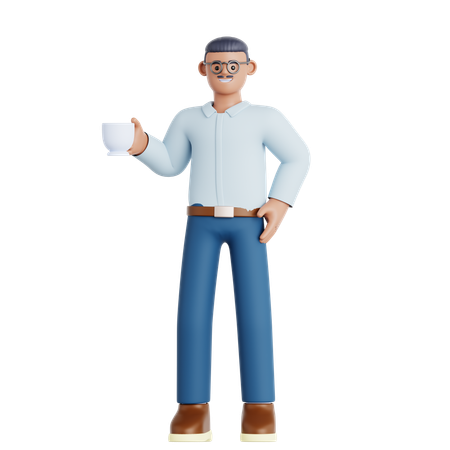 El hombre toma un café  3D Icon