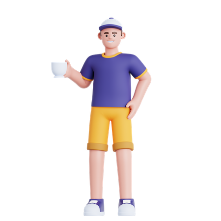 El hombre toma un café  3D Icon