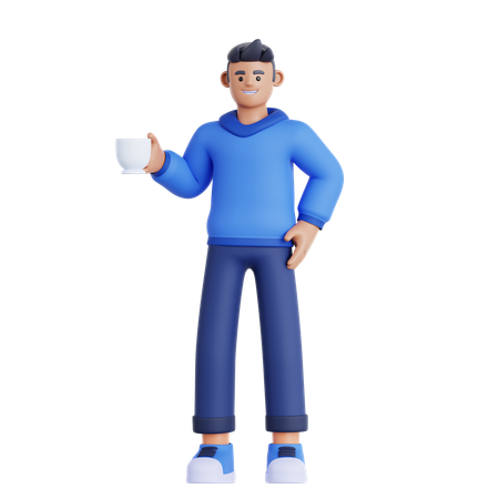 El hombre toma un café  3D Icon