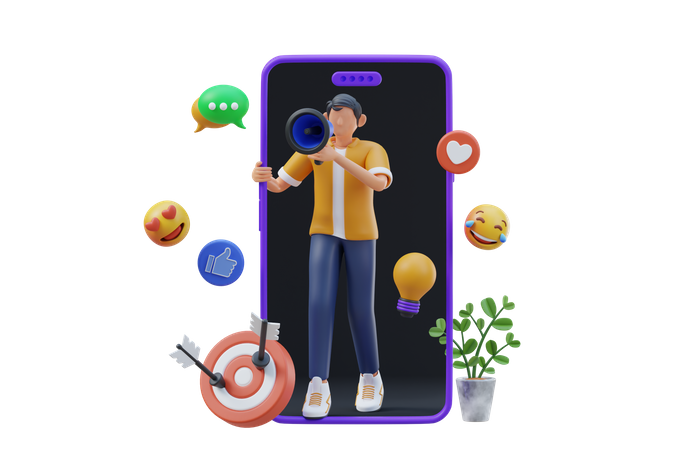 El marketing móvil  3D Icon