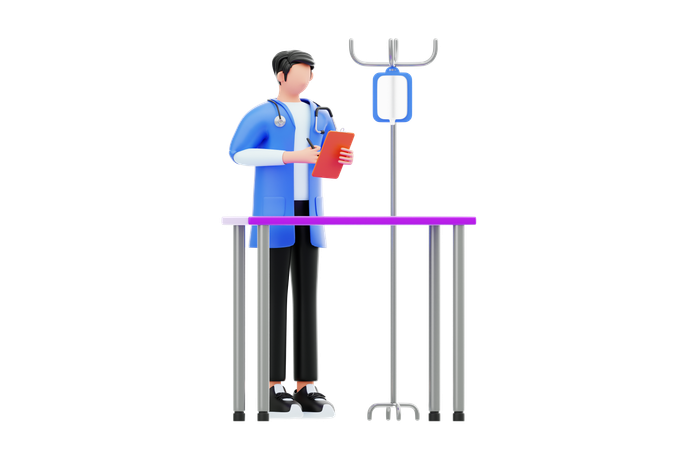 El doctor escribió una receta  3D Illustration