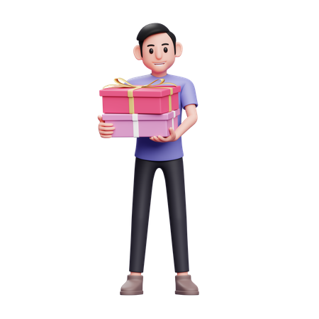 El niño trajo dos regalos especiales para San Valentín.  3D Icon