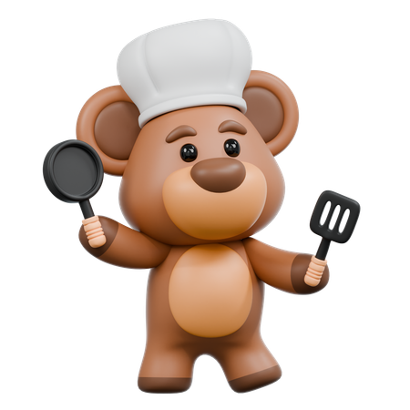 El oso está cocinando  3D Illustration