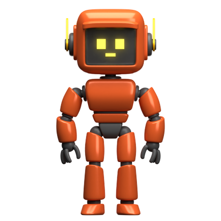 El robot naranja está de pie  3D Illustration