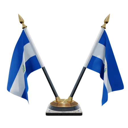 El Salvador Double (V) Desk Flag Stand  3D Icon