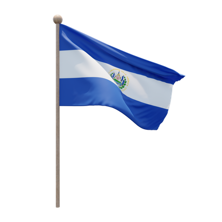 El Salvador Flag Pole  3D Flag