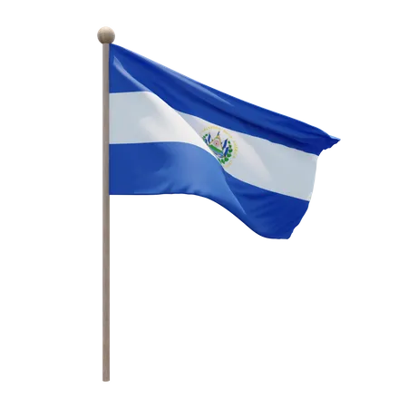 El Salvador Flag Pole  3D Illustration